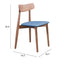 Silla comercial Zuo Newman azul con asiento tapizado y estructura de madera enchapada en nogal