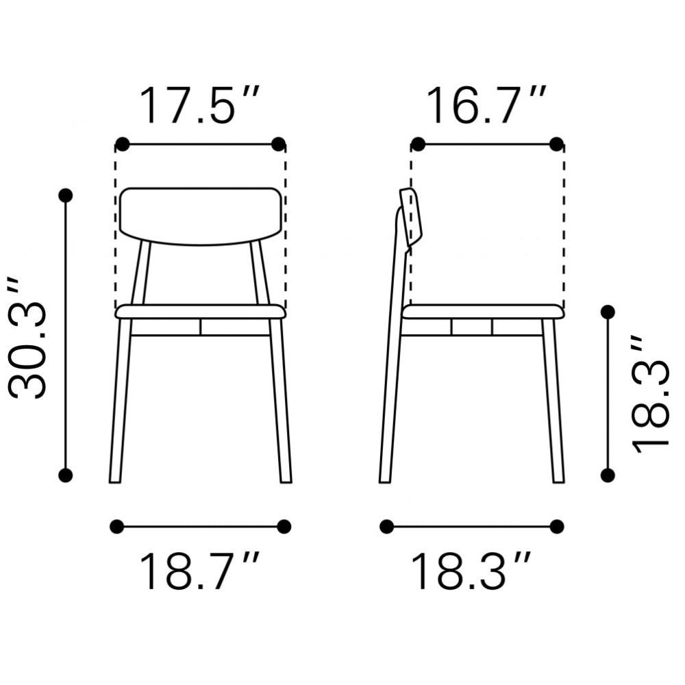 Silla comercial Zuo Newman azul con asiento tapizado y estructura de madera enchapada en nogal