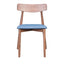 Silla comercial Zuo Newman azul con asiento tapizado y estructura de madera enchapada en nogal