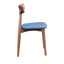 Silla comercial Zuo Newman azul con asiento tapizado y estructura de madera enchapada en nogal