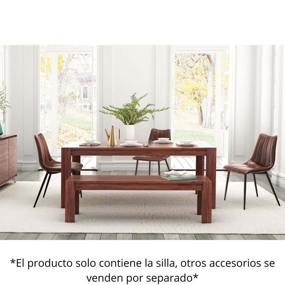 Silla comercial Zuo Norwich marrón tapizada en piel sintética con respaldo moldeado y estructura de acero