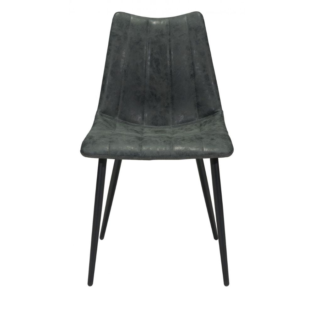 Silla Zuo Norwich negra estilo pala en cuero sintético con mechones de canal y estructura de acero