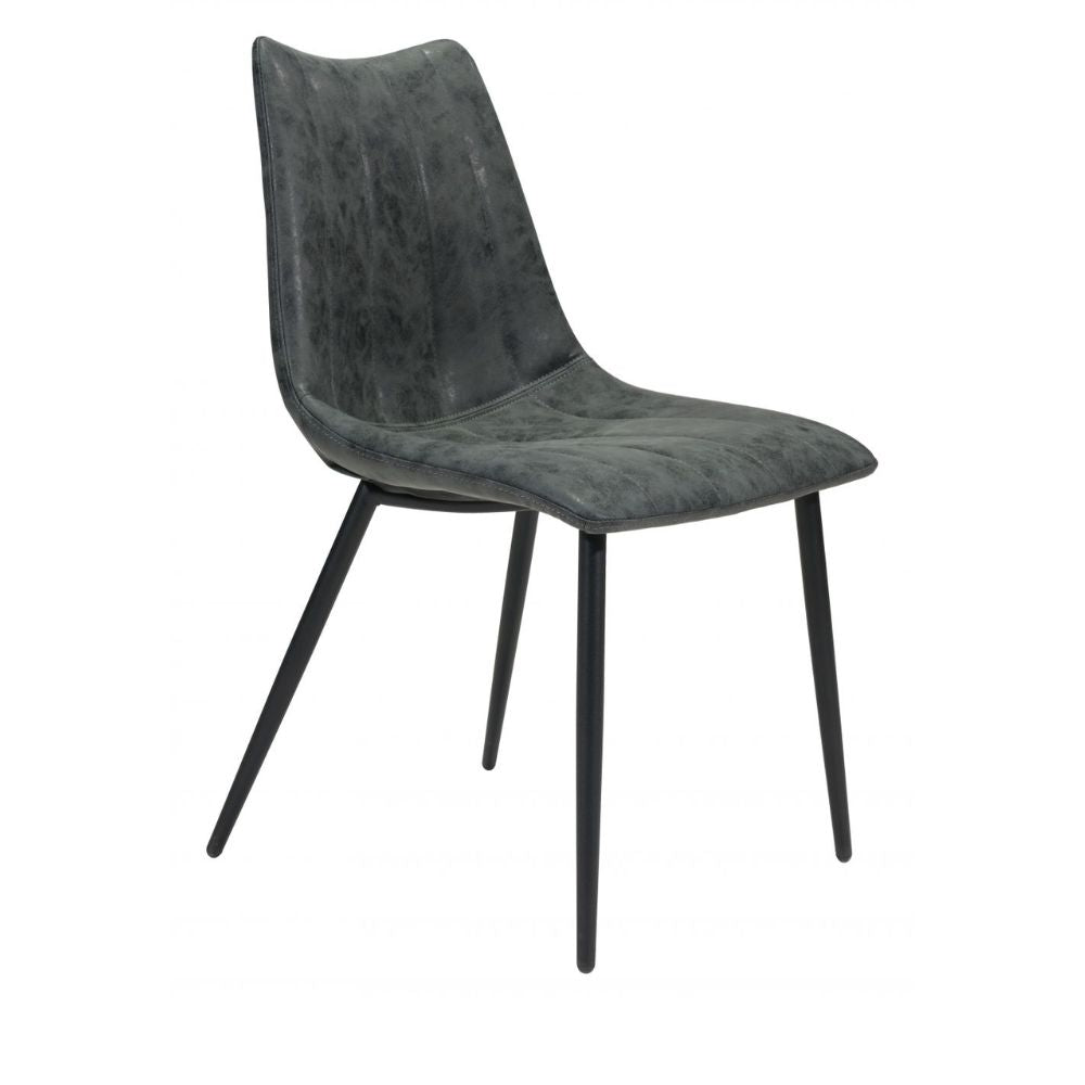 Silla Zuo Norwich negra estilo pala en cuero sintético con mechones de canal y estructura de acero