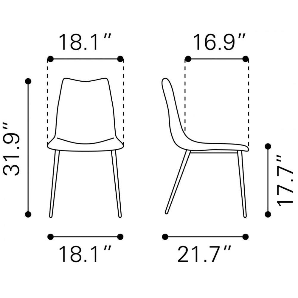 Silla Zuo Norwich negra estilo pala en cuero sintético con mechones de canal y estructura de acero