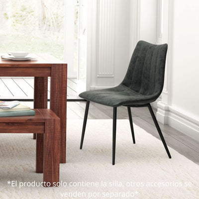 Silla Zuo Norwich negra estilo pala en cuero sintético con mechones de canal y estructura de acero