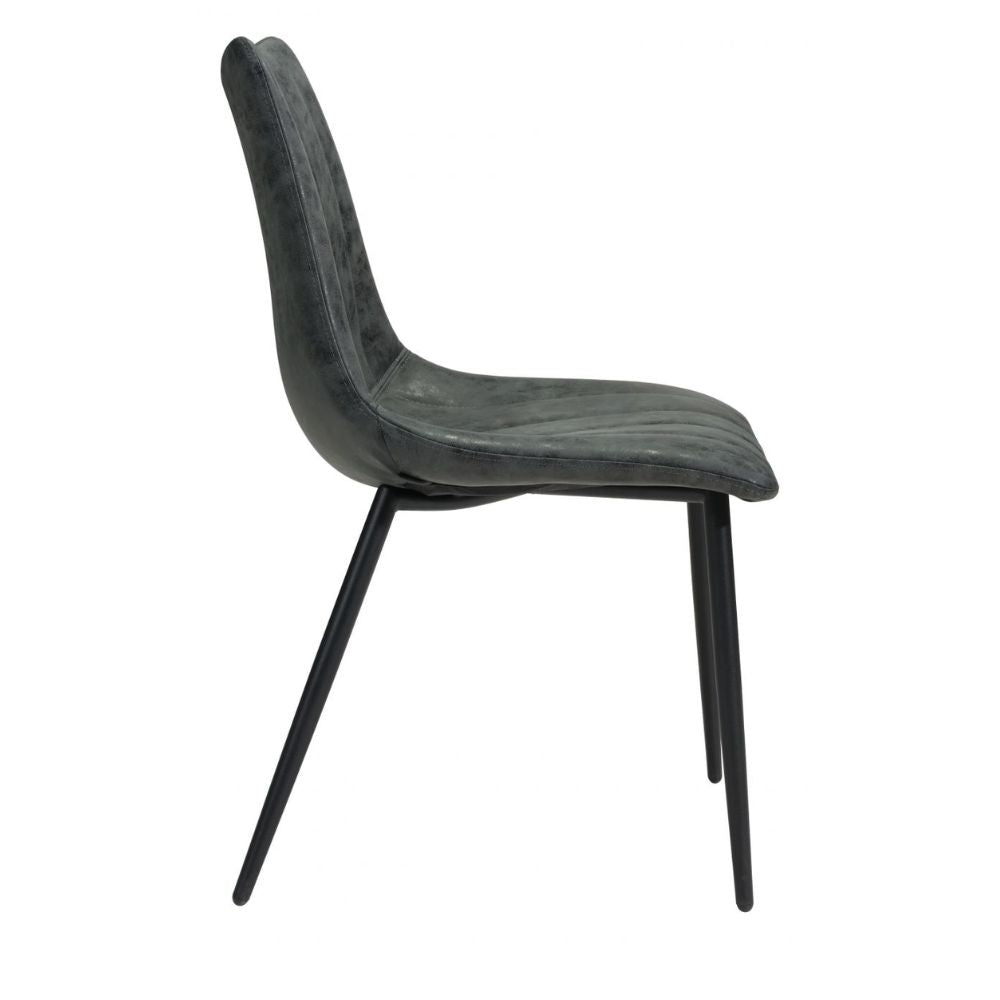 Silla Zuo Norwich negra estilo pala en cuero sintético con mechones de canal y estructura de acero