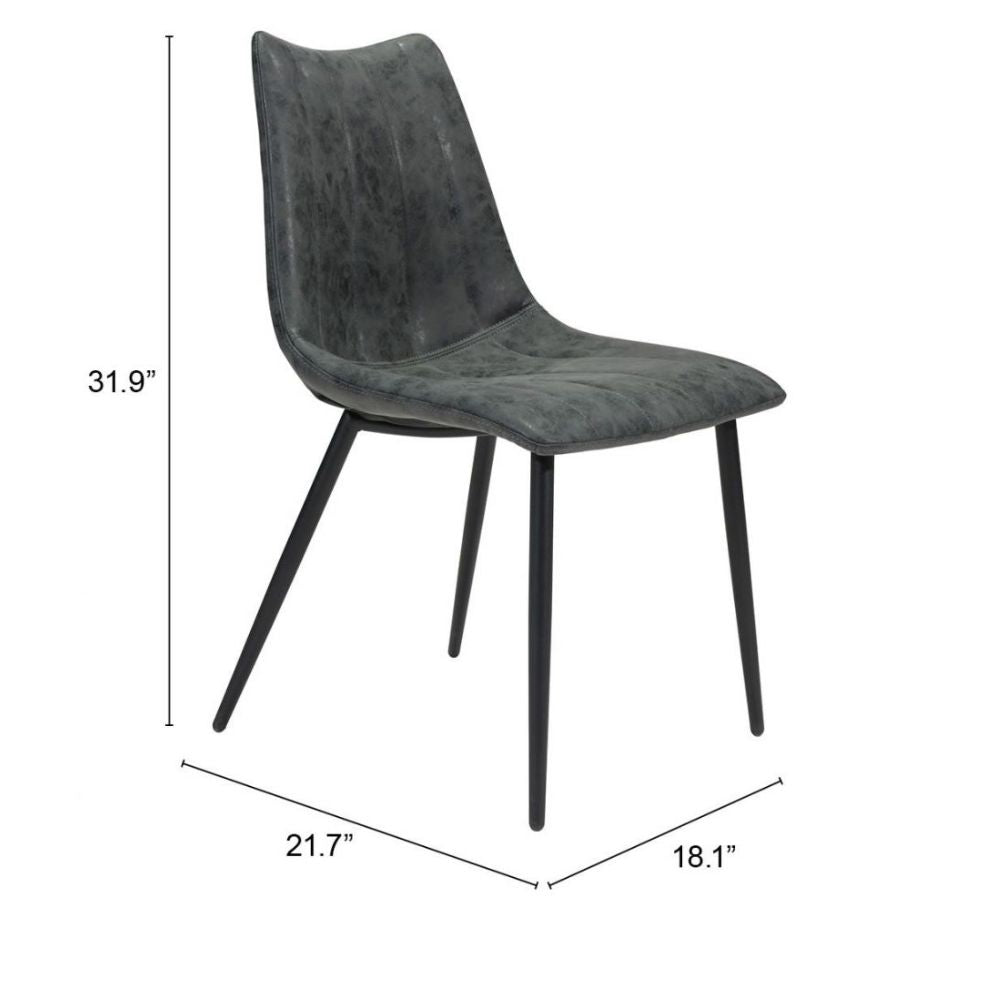Silla Zuo Norwich negra estilo pala en cuero sintético con mechones de canal y estructura de acero