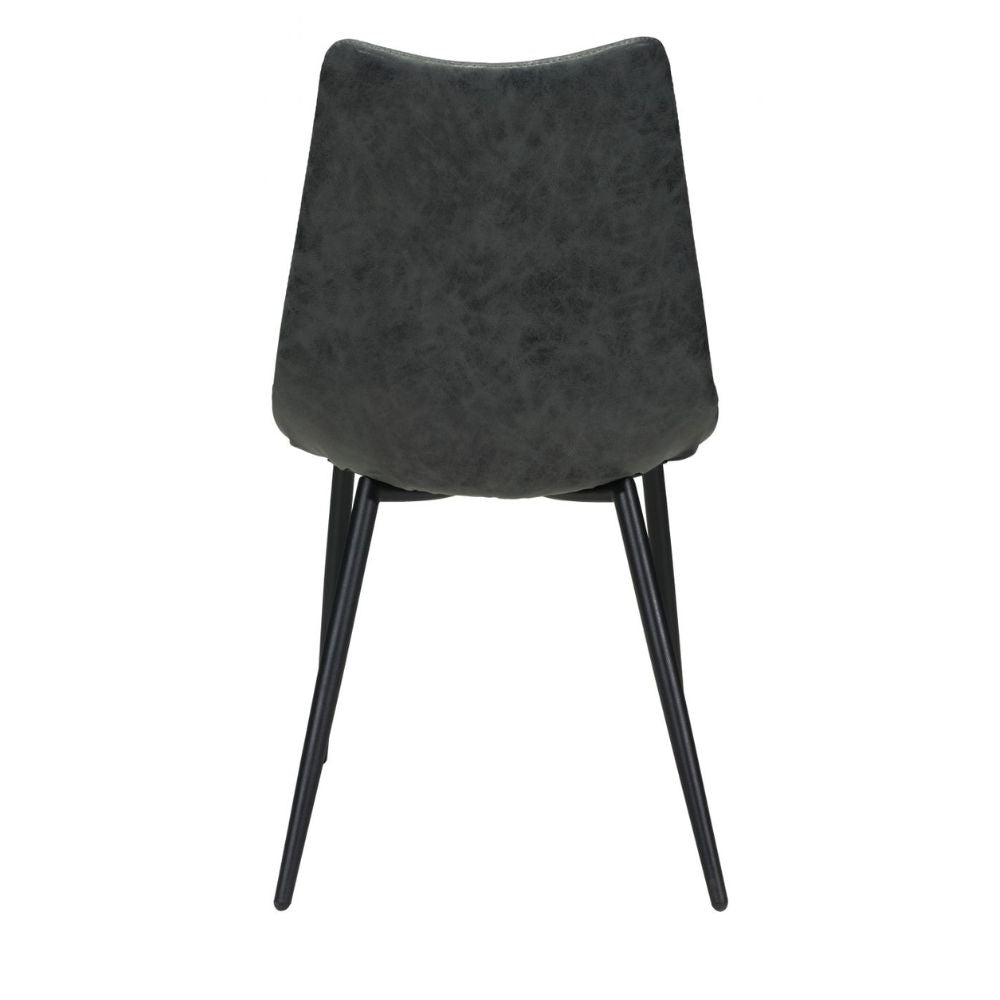 Silla Zuo Norwich negra estilo pala en cuero sintético con mechones de canal y estructura de acero