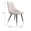 Silla comercial Zuo Piccolo tapizada en terciopelo gris con patas de acero y latón cepillado