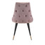 Silla comercial Zuo Piccolo rosa tapizada en terciopelo con patas de acero y detalle en latón