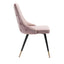 Silla comercial Zuo Piccolo rosa tapizada en terciopelo con patas de acero y detalle en latón