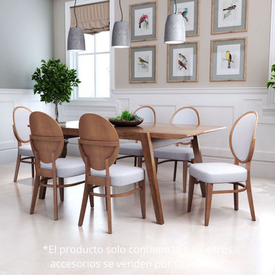 Silla comercial Zuo Regents gris con asiento tapizado en tela tipo lino y estructura de madera