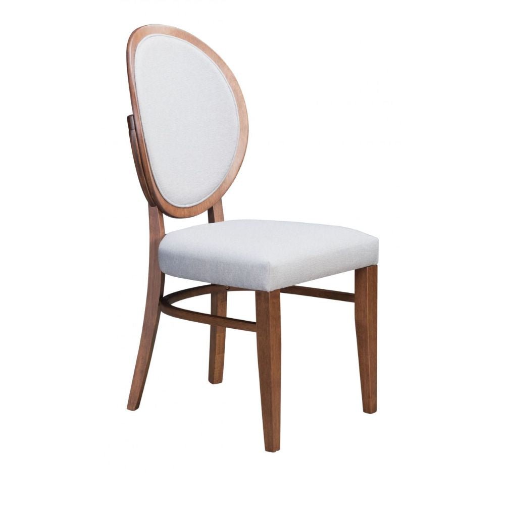 Silla comercial Zuo Regents gris con asiento tapizado en tela tipo lino y estructura de madera
