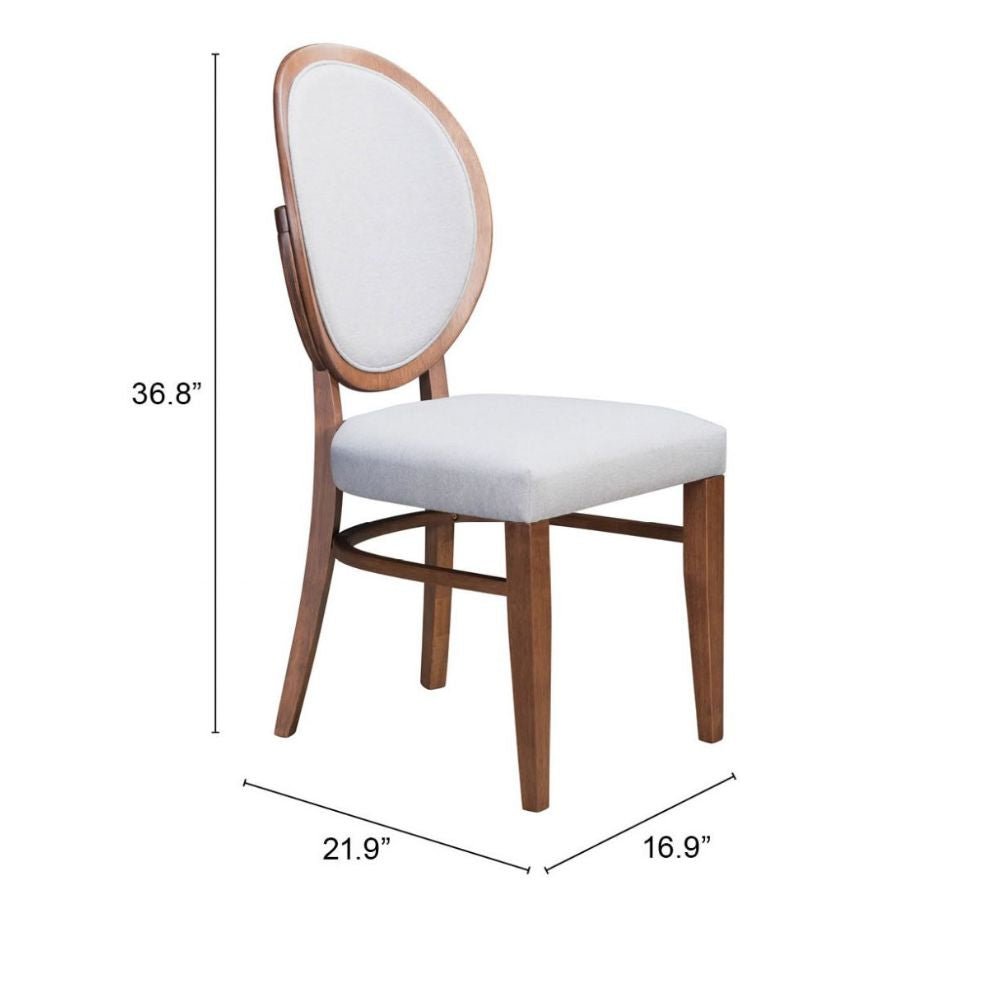 Silla comercial Zuo Regents gris con asiento tapizado en tela tipo lino y estructura de madera