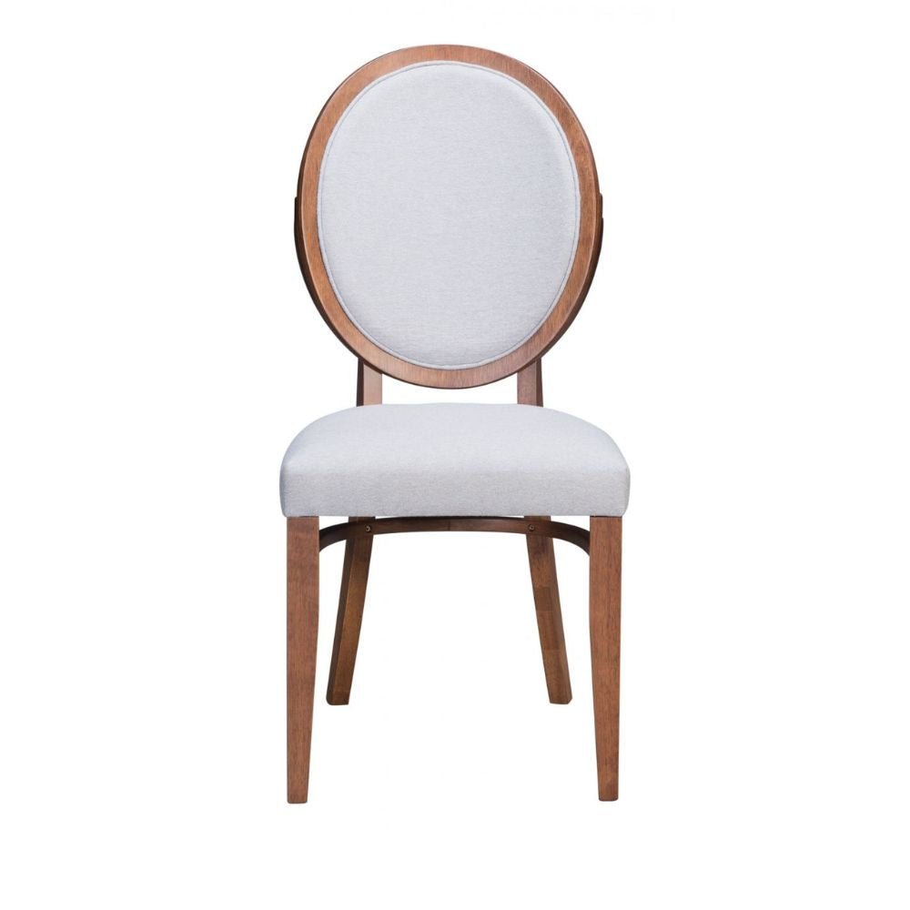 Silla comercial Zuo Regents gris con asiento tapizado en tela tipo lino y estructura de madera