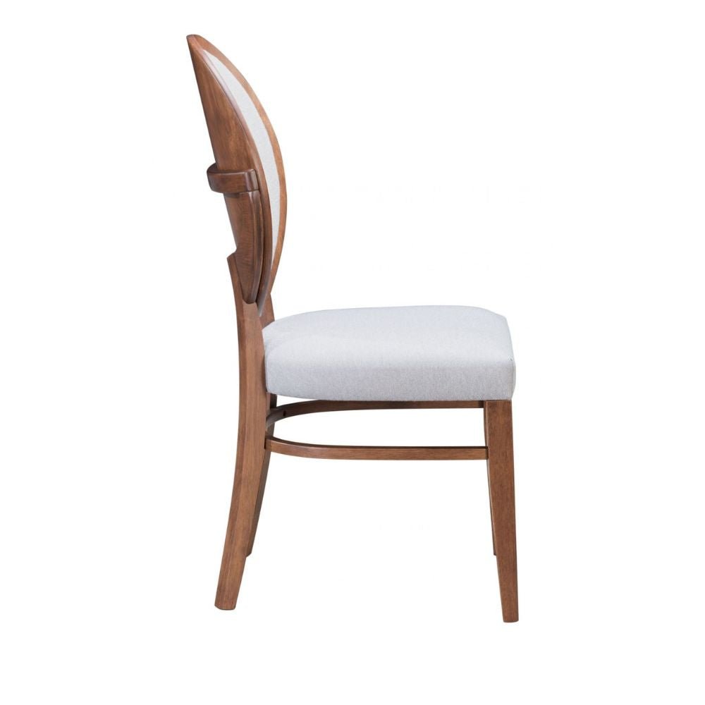 Silla comercial Zuo Regents gris con asiento tapizado en tela tipo lino y estructura de madera