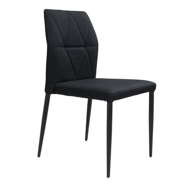 Silla comercial Zuo Revolution negra tapizada en tela tipo lino con costuras geométricas