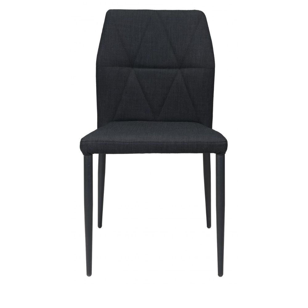 Silla comercial Zuo Revolution negra tapizada en tela tipo lino con costuras geométricas