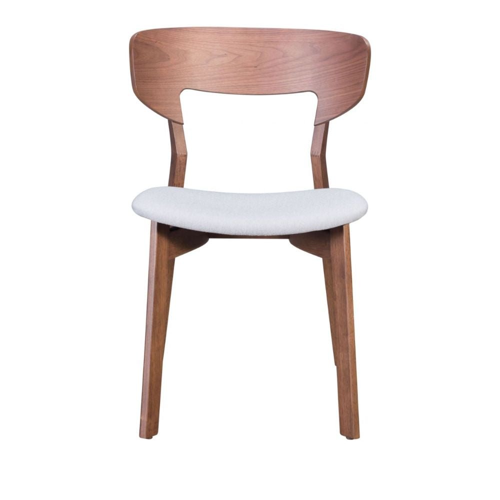 Silla comercial Zuo Russell con asiento tapizado en gris y estructura de madera