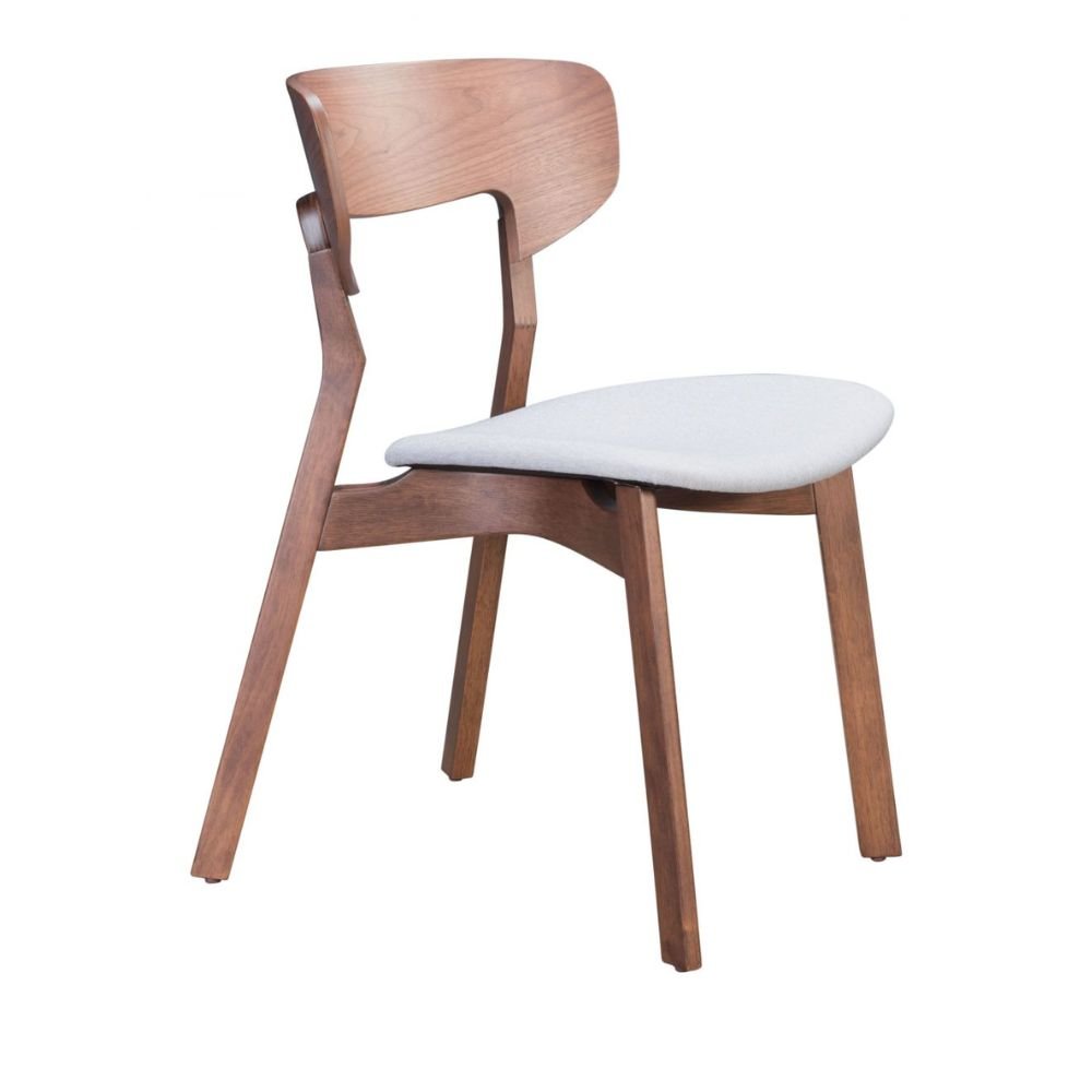 Silla comercial Zuo Russell con asiento tapizado en gris y estructura de madera