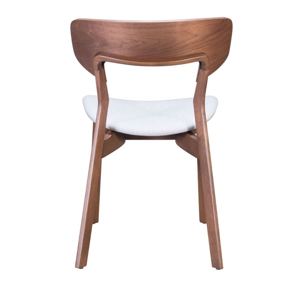 Silla comercial Zuo Russell con asiento tapizado en gris y estructura de madera
