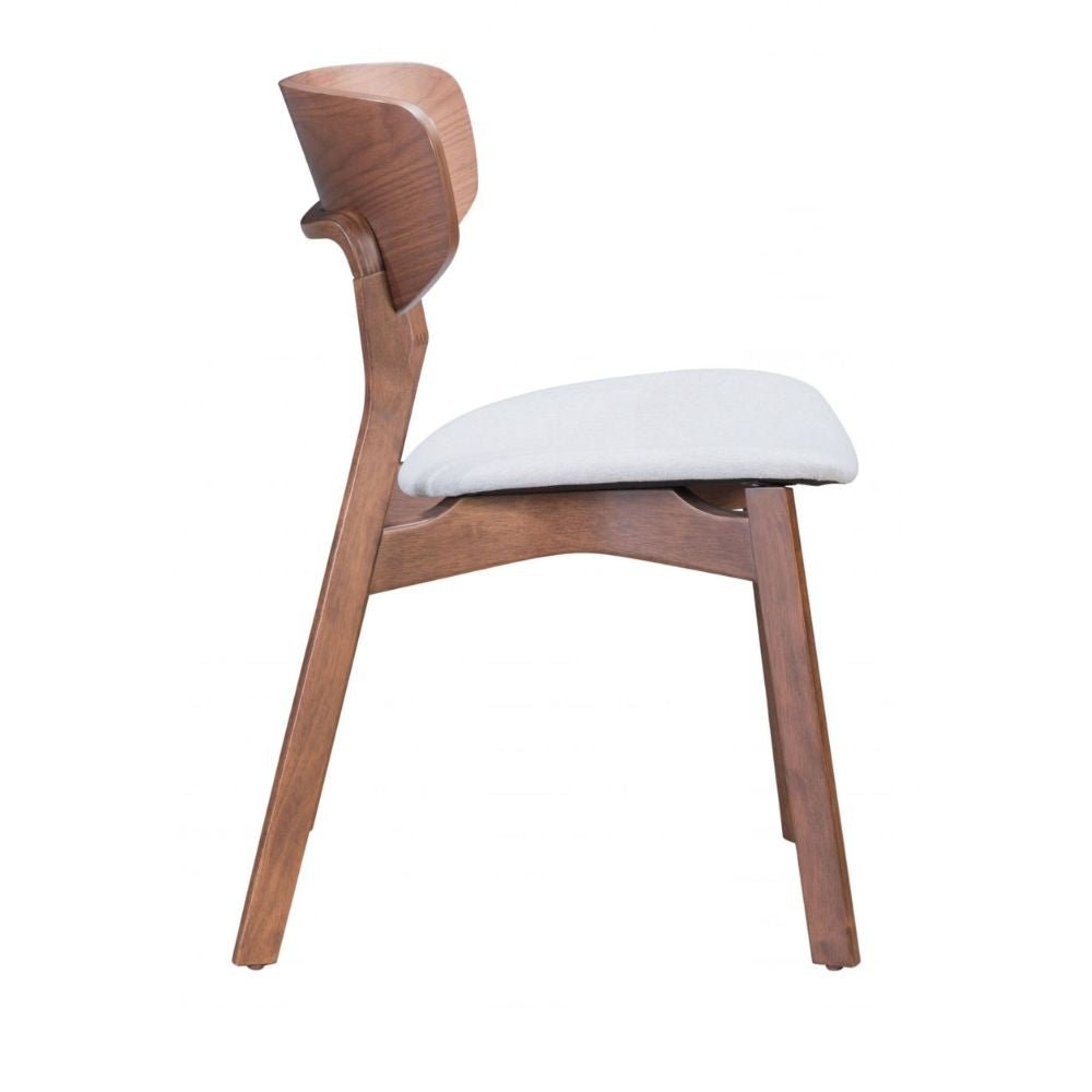 Silla comercial Zuo Russell con asiento tapizado en gris y estructura de madera