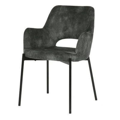 Silla comercial Nogal Beat Shcola 3038 con asiento y respaldo tapizados y patas en negro mate