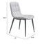 Silla comercial Zuo Tangiers blanca con asiento capitoné en piel sintética y patas tipo lápiz