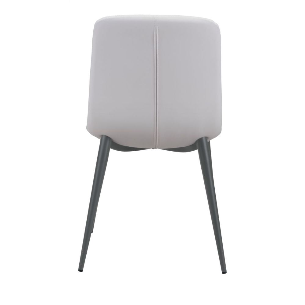 Silla comercial Zuo Tangiers blanca con asiento capitoné en piel sintética y patas tipo lápiz