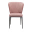 Silla comercial Zuo Tolivere rosa tapizada en terciopelo con patas de acero estilo art déco