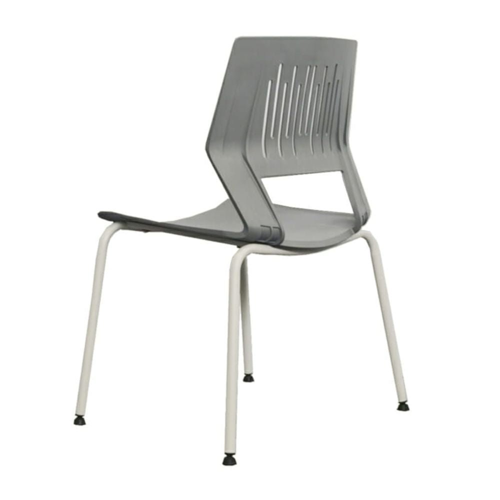 Silla comercial OFIK 1025 Air de plástico con base de cuatro patas de acero blanco apilable