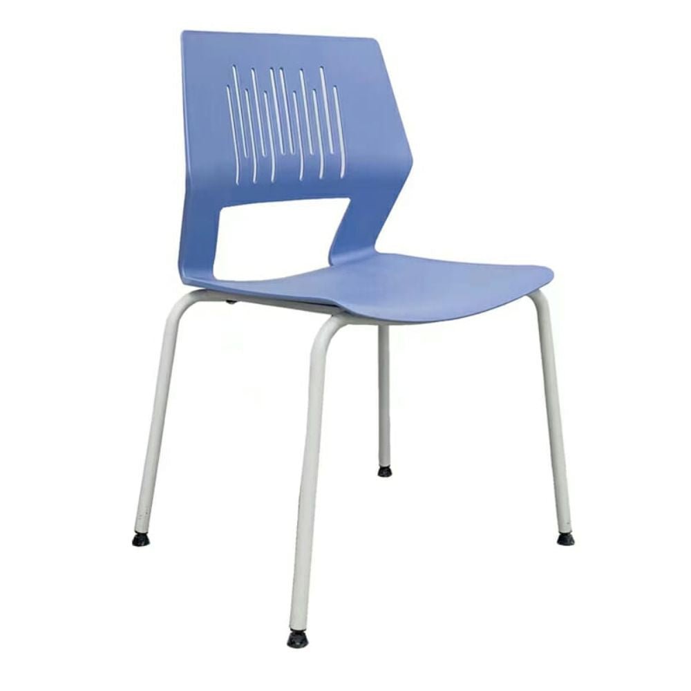Silla comercial OFIK 1025 Air de plástico con base de cuatro patas de acero blanco apilable