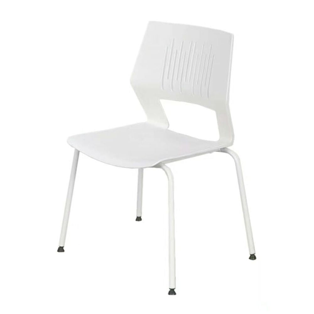 Silla comercial OFIK 1025 Air de plástico con base de cuatro patas de acero blanco apilable