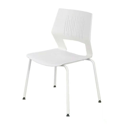 Silla comercial OFIK 1025 Air de plástico con base de cuatro patas de acero blanco apilable