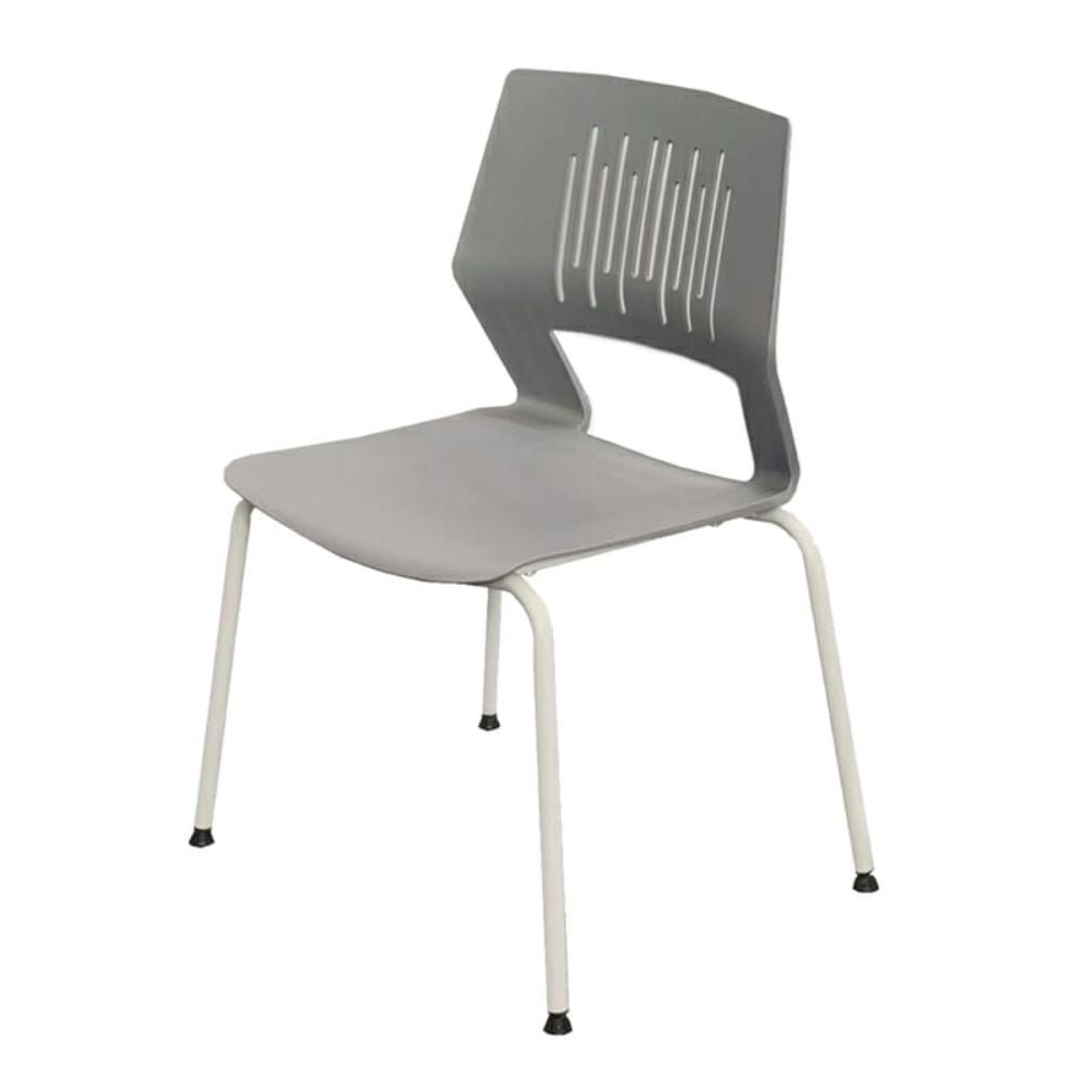Silla comercial OFIK 1025 Air de plástico con base de cuatro patas de acero blanco apilable