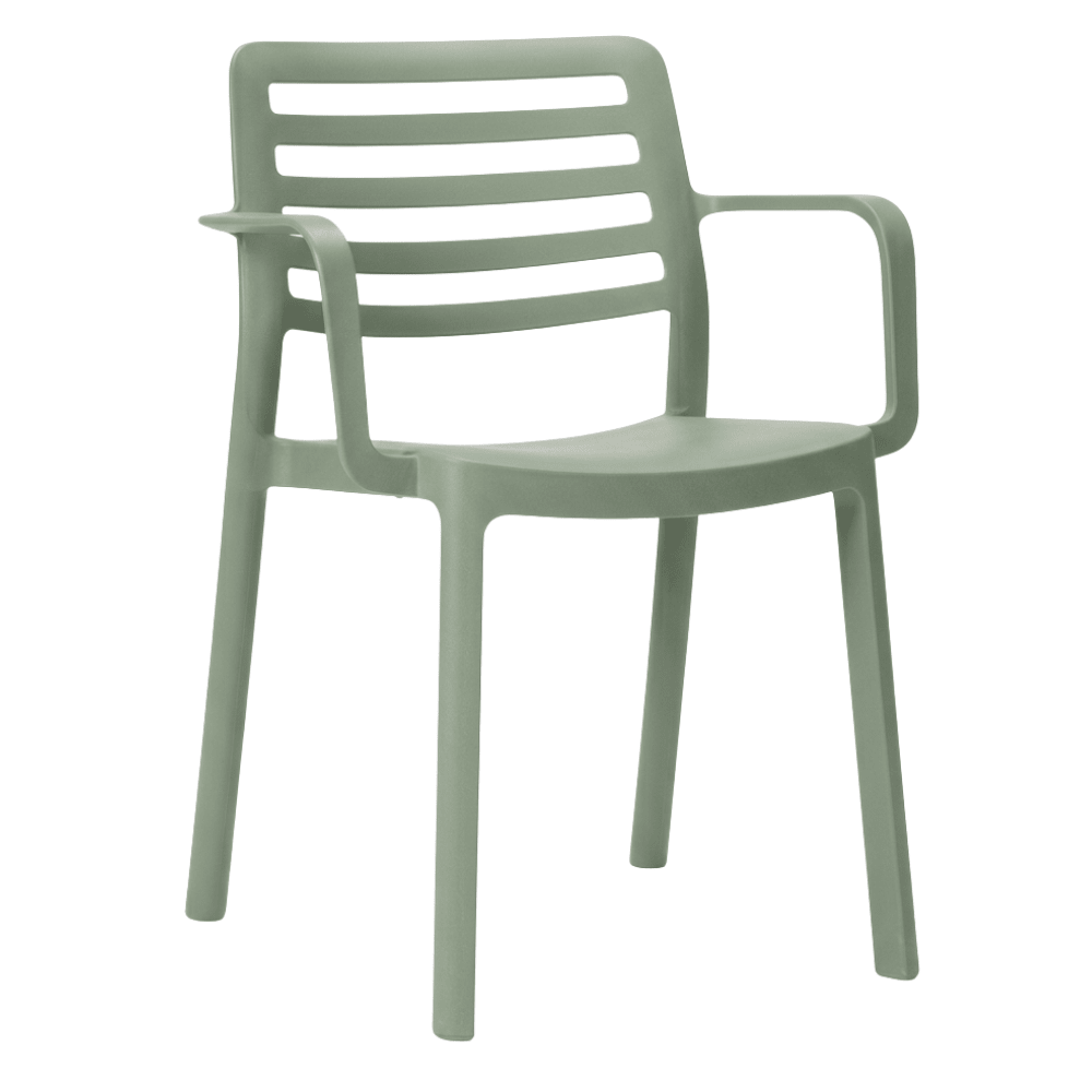 Silla Resol Wind Armchair con brazos en polipropileno con protección UV, apilable