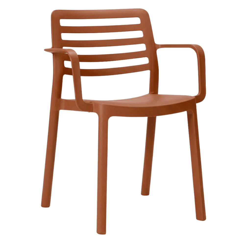 Silla Resol Wind Armchair con brazos en polipropileno con protección UV, apilable