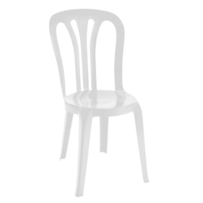 Silla Resol Garrotxa blanca de polipropileno inyectado, apilable con respaldo alto