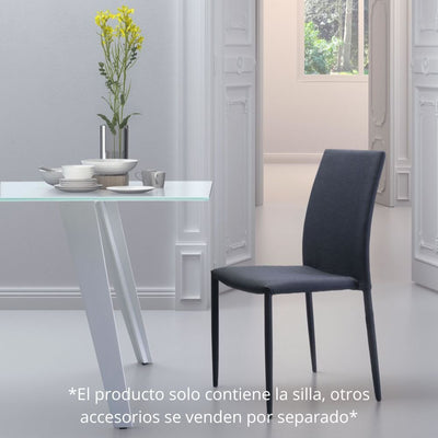 Silla Zuo Confidence negra totalmente tapizada en tela de poliéster con patas delgadas de acero