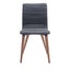 Silla comercial Zuo Jericho gris tapizada en poliéster con patas de madera de abedul