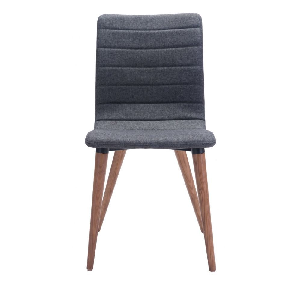 Silla comercial Zuo Jericho gris tapizada en poliéster con patas de madera de abedul