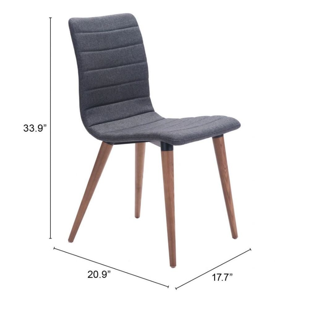Silla comercial Zuo Jericho gris tapizada en poliéster con patas de madera de abedul