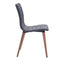 Silla comercial Zuo Jericho gris tapizada en poliéster con patas de madera de abedul