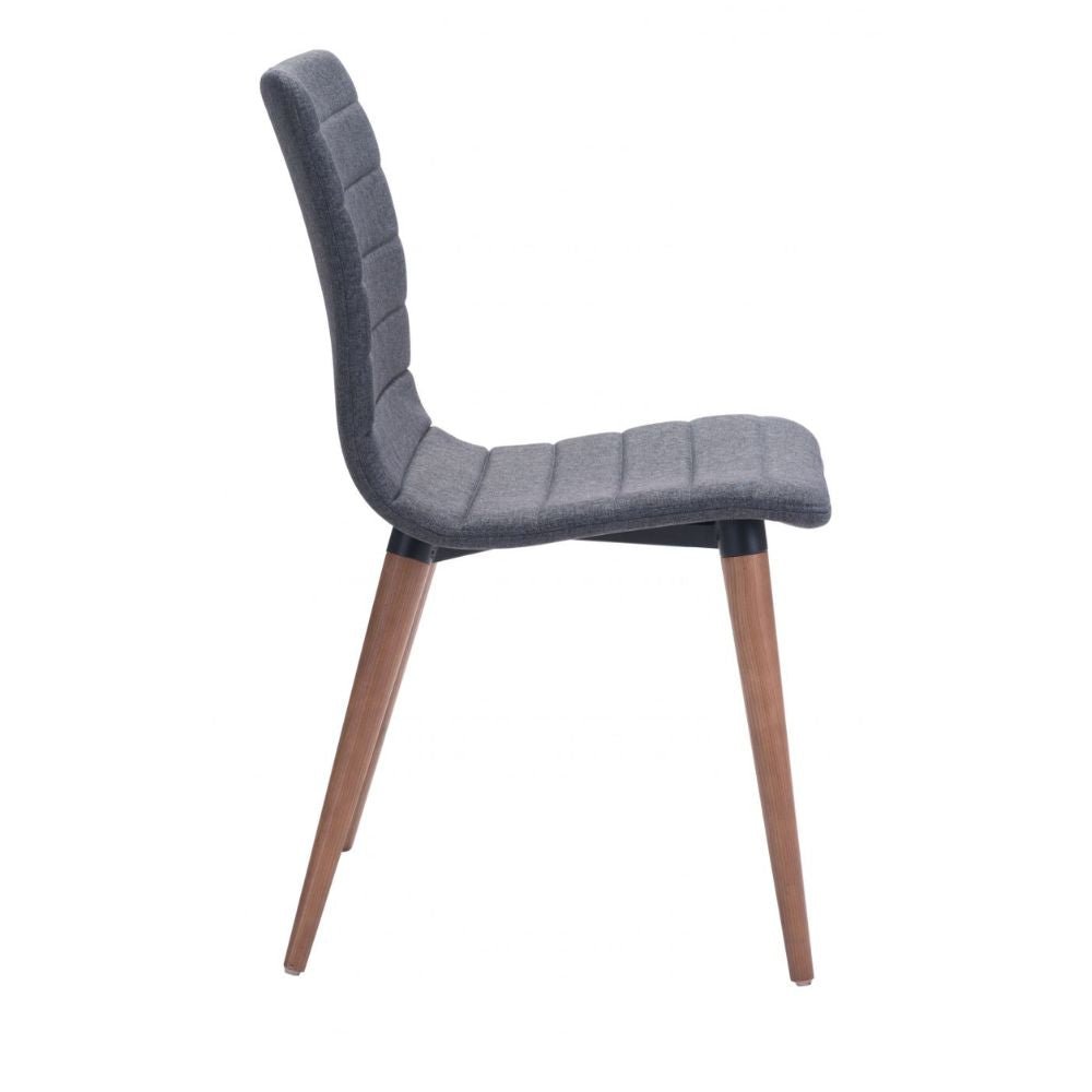 Silla comercial Zuo Jericho gris tapizada en poliéster con patas de madera de abedul