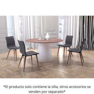 Silla comercial Zuo Jericho gris tapizada en poliéster con patas de madera de abedul
