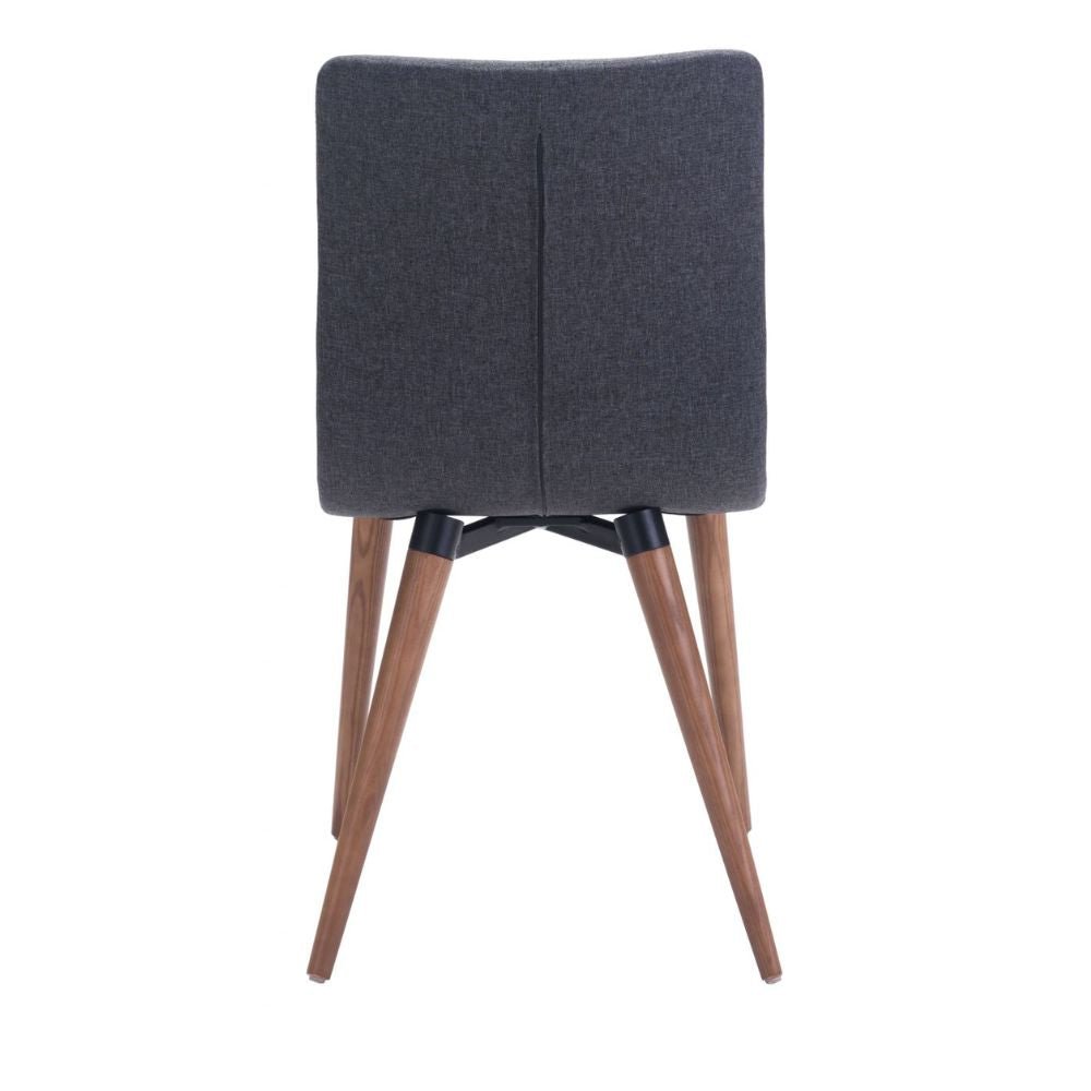 Silla comercial Zuo Jericho gris tapizada en poliéster con patas de madera de abedul
