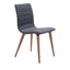 Silla comercial Zuo Jericho gris tapizada en poliéster con patas de madera de abedul