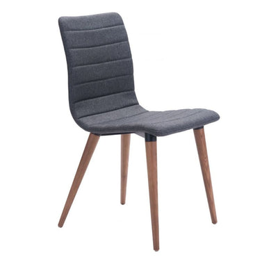 Silla comercial Zuo Jericho gris tapizada en poliéster con patas de madera de abedul