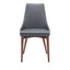Silla comercial Zuo Moor gris tapizada en polipiel con respaldo de ala y base de madera acabado nogal