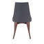 Silla comercial Zuo Moor gris tapizada en polipiel con respaldo de ala y base de madera acabado nogal